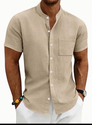 Men beige linen - men’s, blend