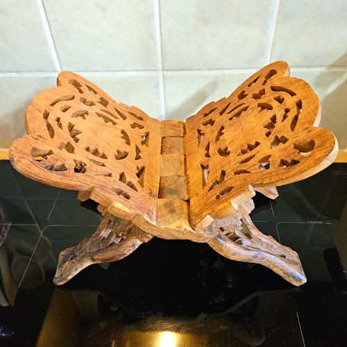 Carved wooden foldable book - carved,