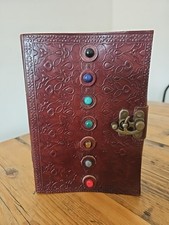 Leather  Healing Journal Book Medieval 7 Stones Chakra