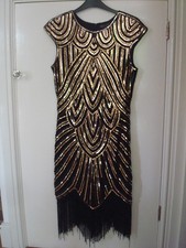 Izacu Flocc gold sequined dress, Gatsby 1920's style - Size Small (see details)