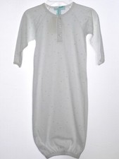 Marie Chantal Open End Pima Cotton Long Sleeping Gown Blue on White NWT