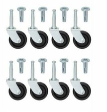 8x Furniture castors wheels (With Inserts) 40 mm For Divan Bed Sofa Settee Chair