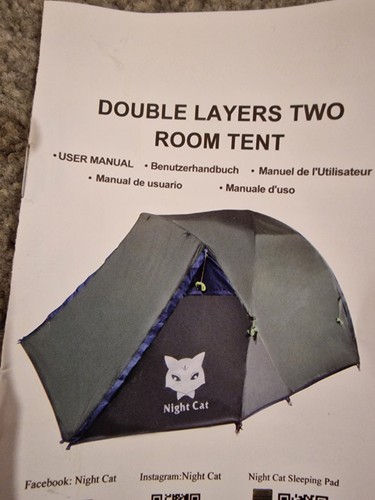 Night cat camping tent green - night,