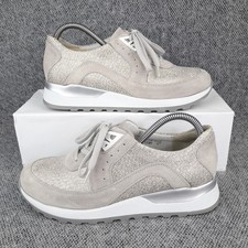 Waldlaufer Trainers Womens UK 5 Beige Gold White Lace Up Ladies Leather Shoes