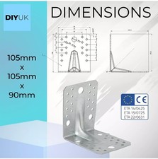 Angle Brackets For Wood 5pcs x  2.5mm Thick Heavy Duty Galvanized Steel Corner L