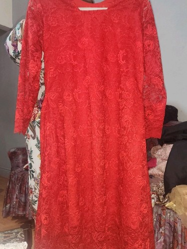 Red lace dress frock size - lace,