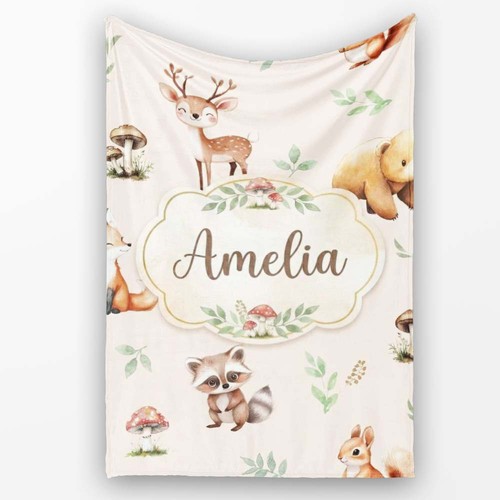 Soft fleece blanket woodland - fleece,