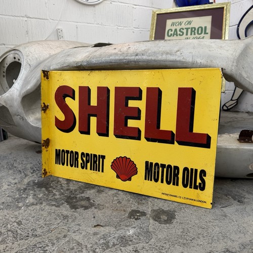 Shell enamel sign rare double - enamel,