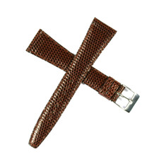 20MM GENUINE LIZARD BROWN WATCH STRAP RARE TAPERS TO 14MM BUCKLE FRENCH MADE NEW
