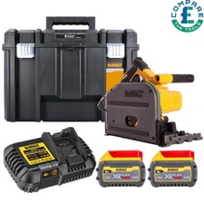 DeWalt DCS520T2 54V XR FLEXVOLT Brushless Plunge Saw 165mm + 2 x 6Ah Batteries