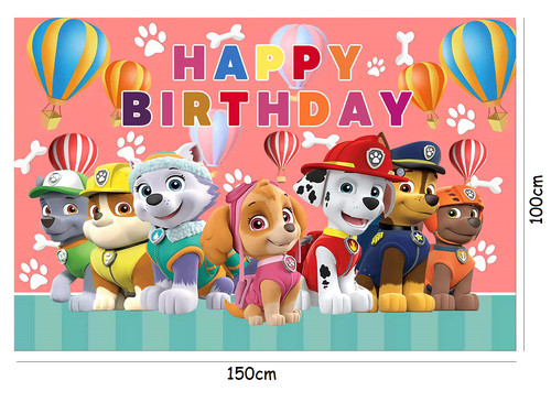 Pink paw patrol backdrop cloth - pink,