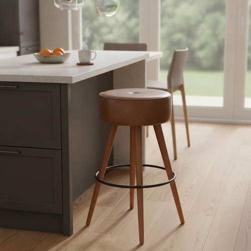 Genuine leather bar stool 70cm - leather,