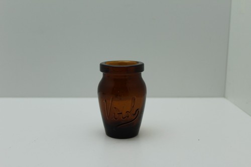8cm brown glass virol bottle - glass,