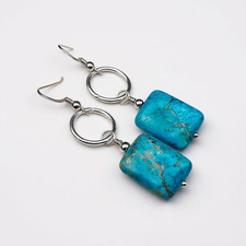 Handmade Sterling Silver Blue Jasper Drop Earrings Hypoallergenic Boho Gift