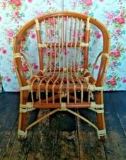 VTG 60 70s Mid-century Boho Scandi Cottage Style Childs Bamboo Cane Rattan Chair