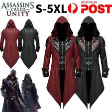 Assassins Creed Costume Cosplay Men Gothic Coat Halloween Party Hoodie Jacket AU
