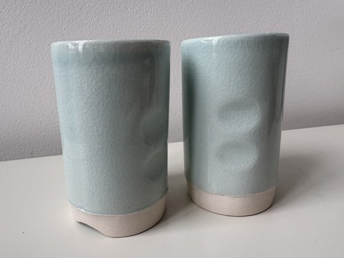 Studio pottery beakers - pottery, cups