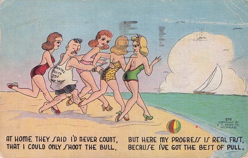 Vintage comic seaside postcard - comic,