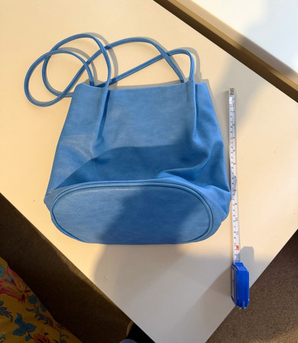 Blue faux leather pebbled tote - blue,