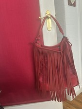 Red Fringed Hand Bag Women's