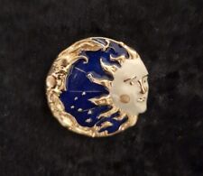 Sun And Moon Brooch. Vintage Inspired. Gold Tone. Celestial Art Deco Look
