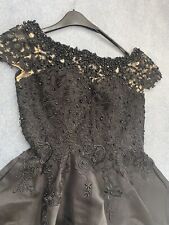 Terani cocktail Evening Dress UK8  Formal Mikado Appliqué Embellished  £570