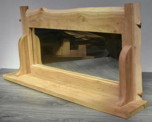 Shelved oak rustic mirror - oak,