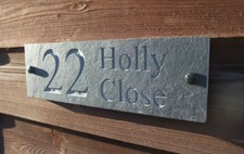 Engraved Natural Riven Slate House Door Sign Name Number Plaque All sizes
