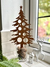 Rusty Metal Christmas Tree, 30 cm, Flat, Rustic Decorations, New Without Tags
