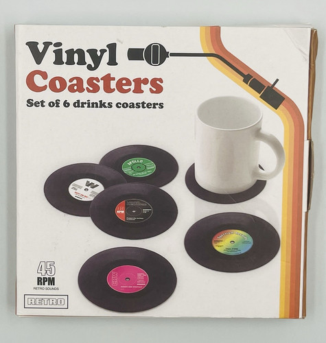 Retro vinyl record coasters - vinyl,