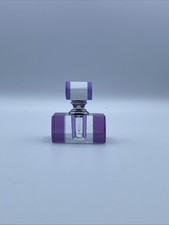 Vintage, Glass Perfume Bottle With Stopper Clear And Purple Glass EUC