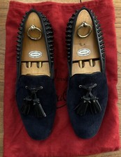 Christian Louboutin Tassel Studs Loafers Size 41 Color Navy Leather Men's