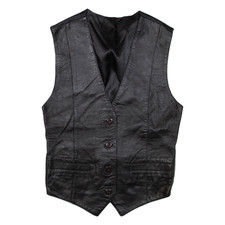 Womens Waistcoat Black Leather