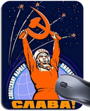 Yuri Gagarin Space Race Mouse Mat Soviet Russia USSR Propaganda Poster Mouse Pad