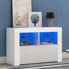 Modern TV Unit Cabinet Stand Matt Body & High Gloss Door with RGB LED Lights