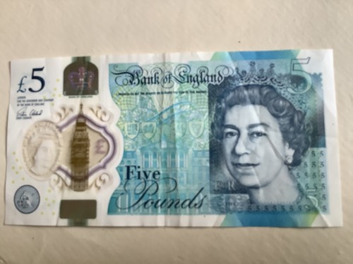 Five pounds banknote 5 - pounds, £5