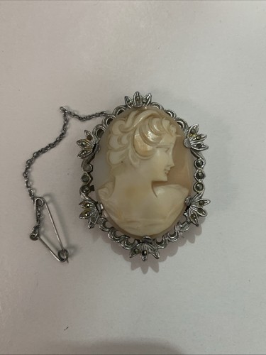 Vintage silver shell marcasite - shell,
