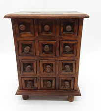 Vintage Apothecary Wooden Chest With 12 Drawers Indian Spice