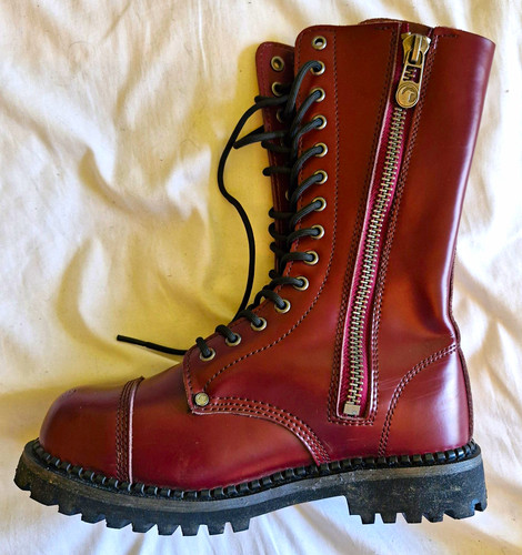 Unisex burgundy leather combat - unisex,
