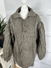 Afghan Blue Sky 1Handmade 00% Wool Cable Knit Jumper Chest Size 40in in Brown