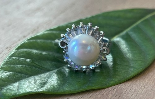 Faux pearl and clear - faux,