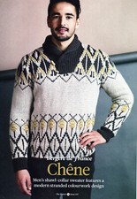 ~ Pull-Out Knitting Pattern For Man's Shawl Collar Fair Isle Sweater ~ 34" ~ 46"