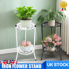 2 Tier Metal Plant Stand Flower Pots Holder Rack Display Shelf Indoor Outdoor