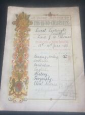 1913 Inspector of ARMY Schools Pass Certificate Lionel Cartwright Pontefract