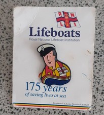 Vintage RNLI Enamel Pin Badge, Celebrating 175 Years Of Saving Lives At Sea.