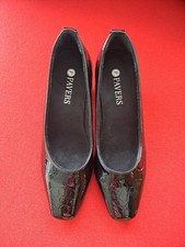 PAVERS Lady's Heeled Court Shoes,  Black Patent Croc, Cushioned, Padded Size 5