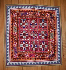 vintage traditional Indian Kutch Embroidery Mirror Wall Hanging GORGEOUS