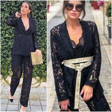 ZARA BLACK LACE DOUBLE-BREASTED BLAZER JACKET SIZE XS 