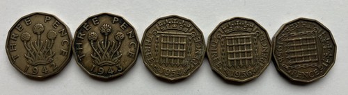 Three pence coins - 5, x