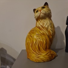Vintage Ceramic Ginger Cat Sitting Statue Large 34 cm high